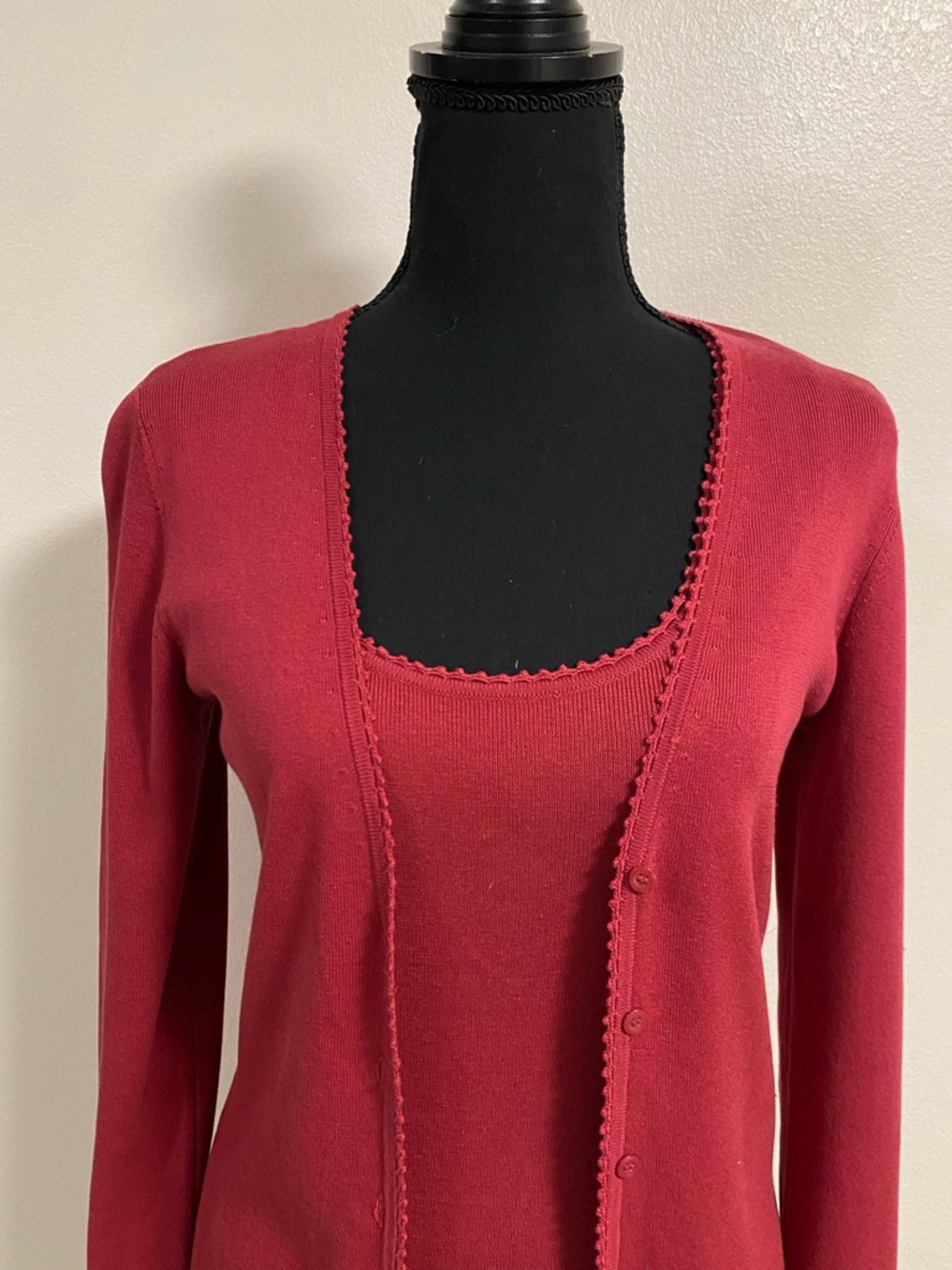 Ann Taylor Cardigan Set Women's Size XS Red Knit Cardigan & Tank Set Silk Blend - Picture 3 of 16